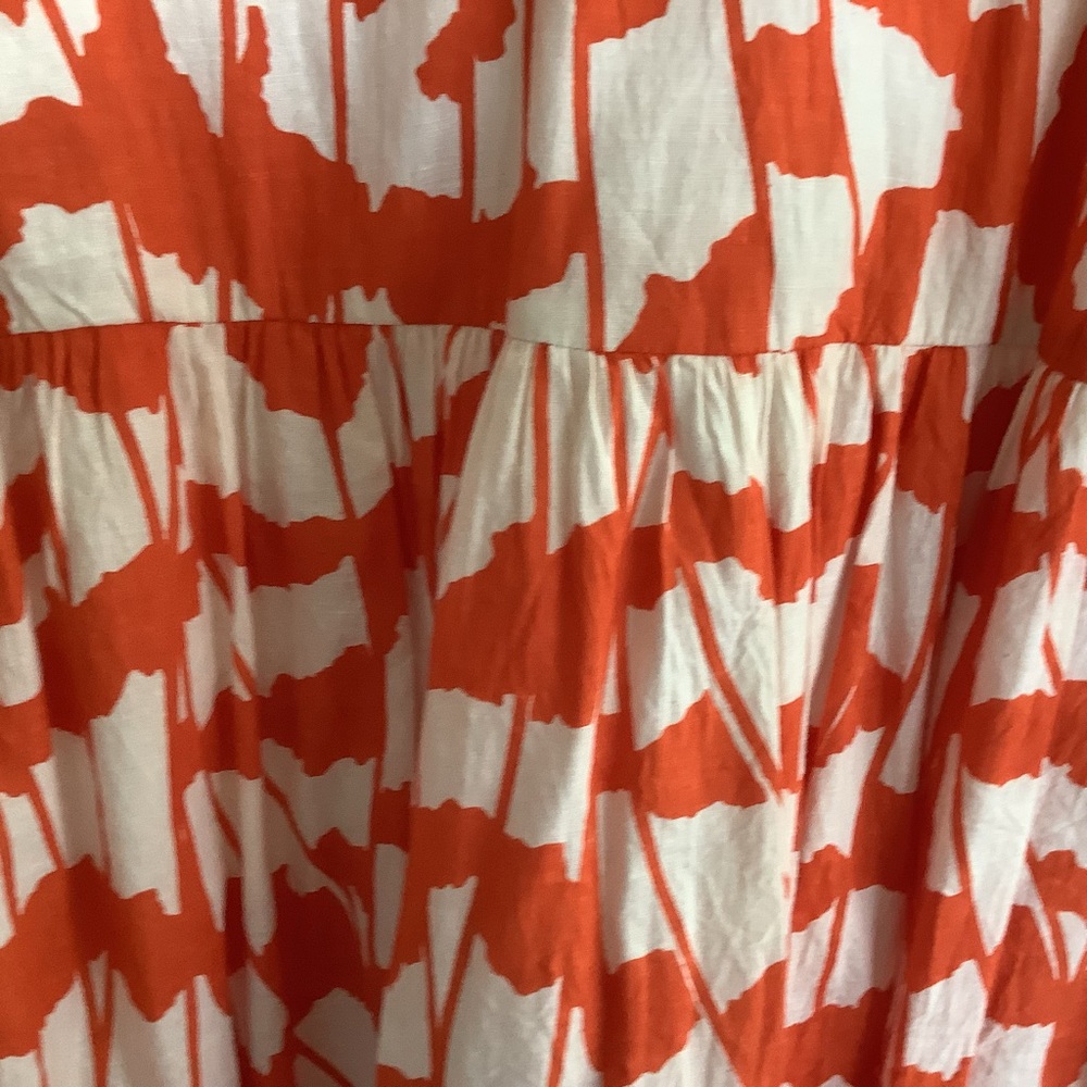 Jude Connaly Orange and White Patterned  Cotton Dress Sleeveless Ruffle Large - Picture 8 of 8